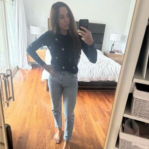 J. Crew Everyday Cashmere Crewneck Navy Sweater in Stars